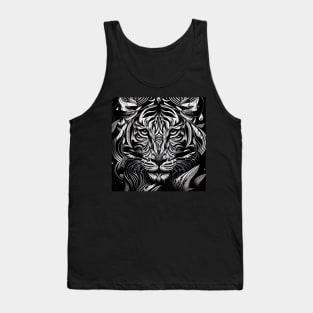 Black and white Design of majestic tiger with intense gaze ! Tank Top